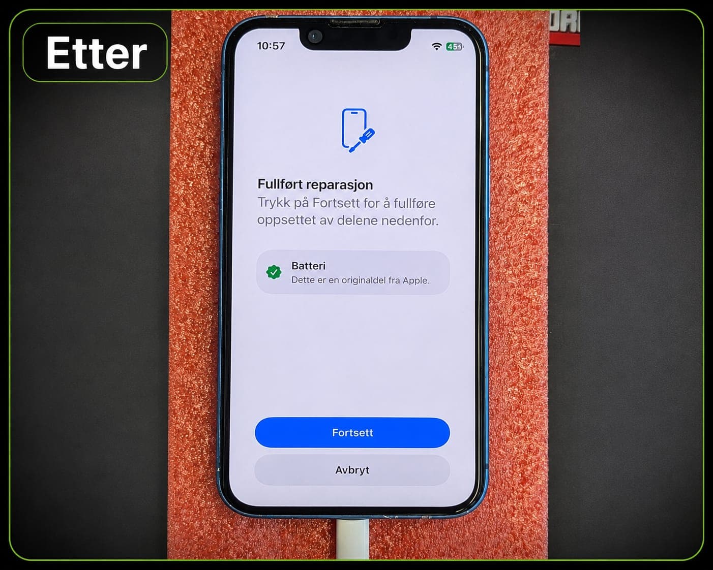 Etter: iPhone 13 mini – Batteribytte fra uoriginal til original batteri